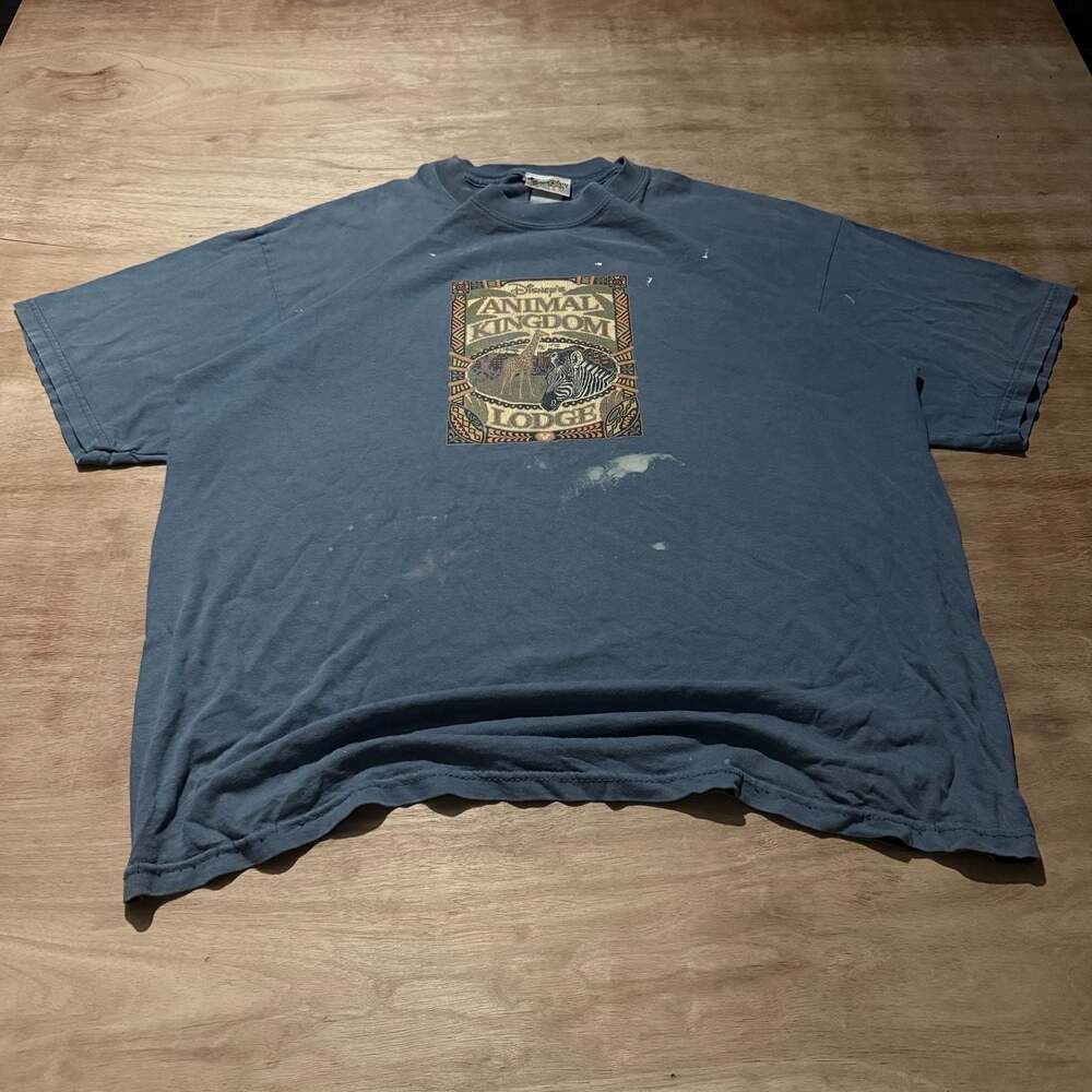 Vintage Y2K Disney Animal Kingdom Lodge Distressed Zebra Graphic T Shirt XL